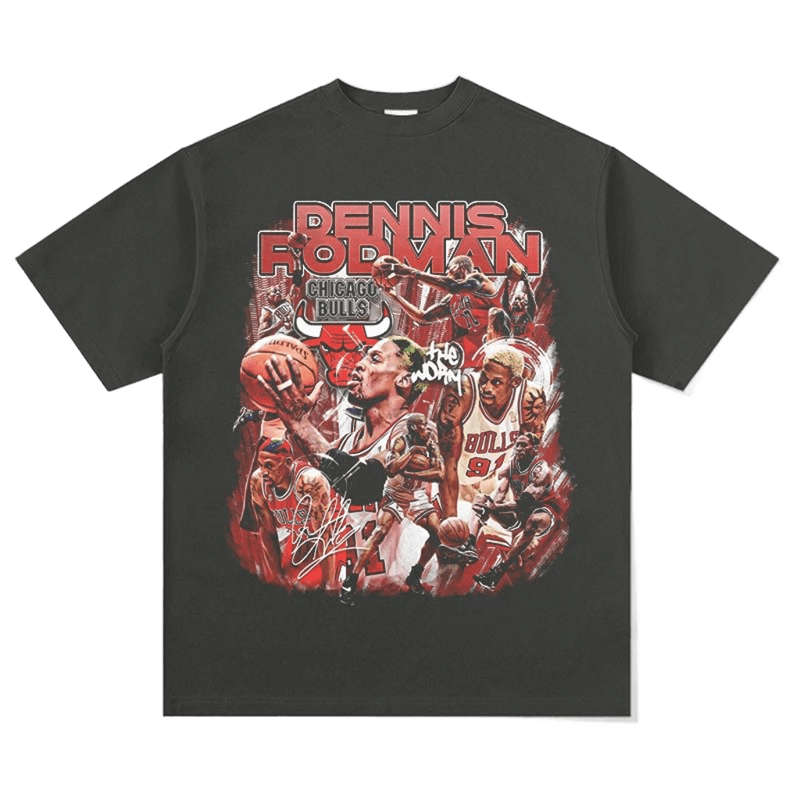 Retro Dennis Rodman Chicago Bulls Print T-Shirt 90s Streetwear