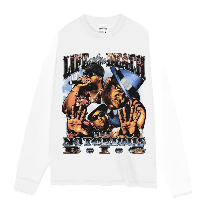 Retro Hip Hop White Cotton Long Sleeve T-Shirt Unisex
