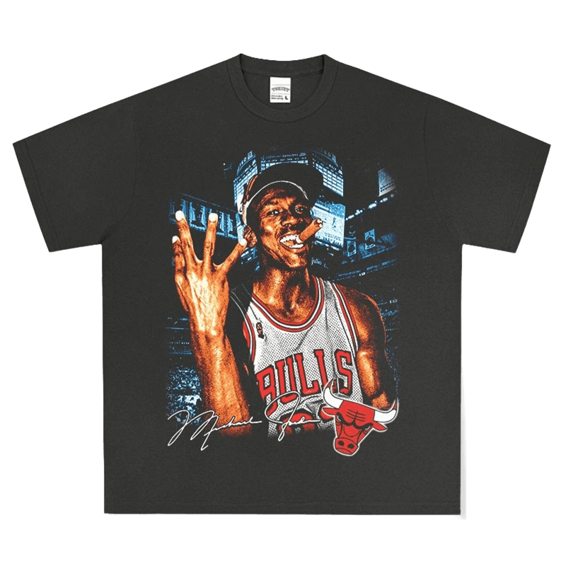 Retro Jordan Bulls Tribute Tee: Vintage Cotton Basketball Shirt