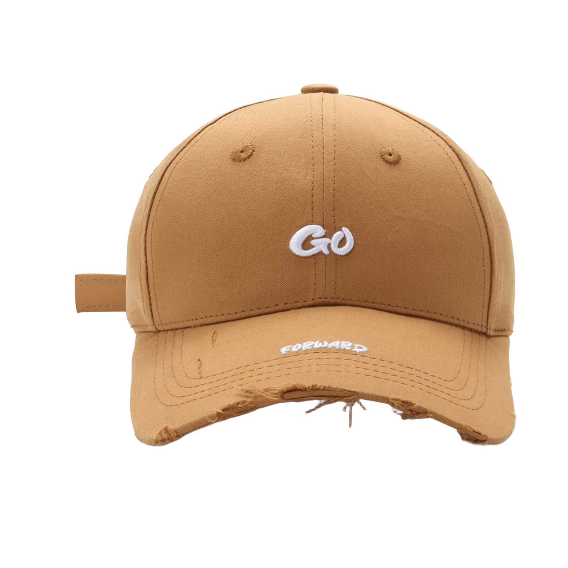 Ripped Brown Baseball Cap Embroidered 