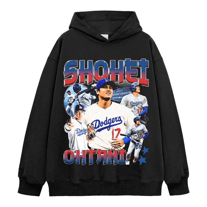 SHOHEI OHTANI Dodgers 17 Hoodie, Red Blue Gradient, Unisex Streetwear