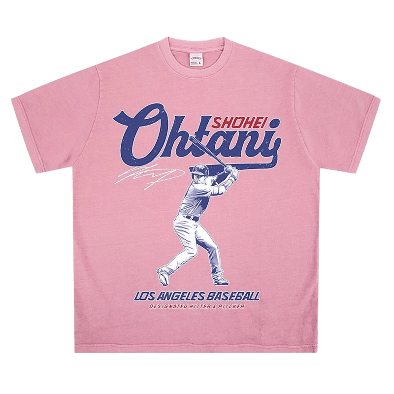 Shohei Ohtani Vintage Baseball T-Shirt, Pink LA Tee