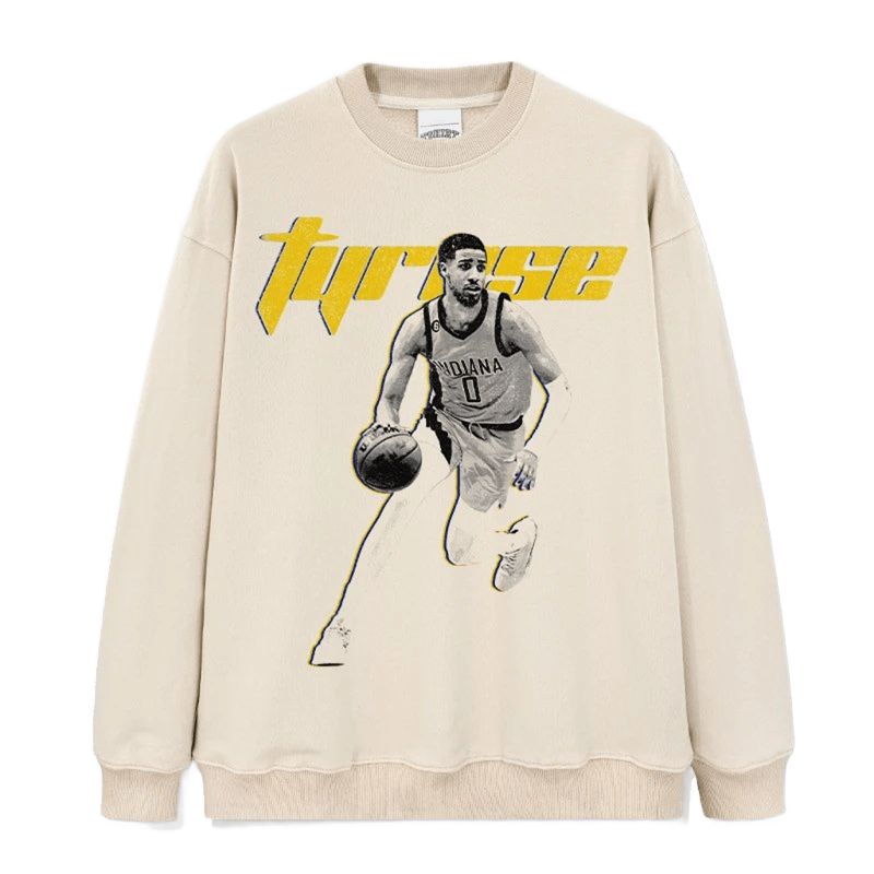 Street Style Basketball Print Crewneck Sweatshirt - Unisex Cotton