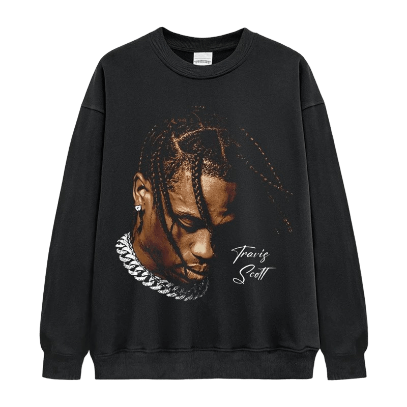 Travis Scott Black Crewneck Sweatshirt, Unisex Streetwear