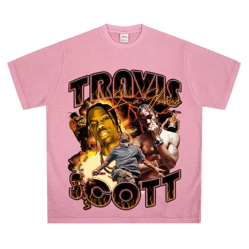 Travis Scott Cotton Pink Print T-Shirt - Unisex Street Style