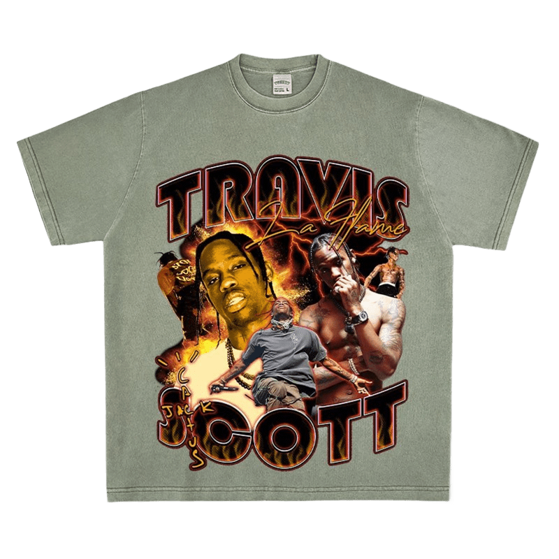 Travis Scott Flame T-Shirt Unisex Streetwear Tee