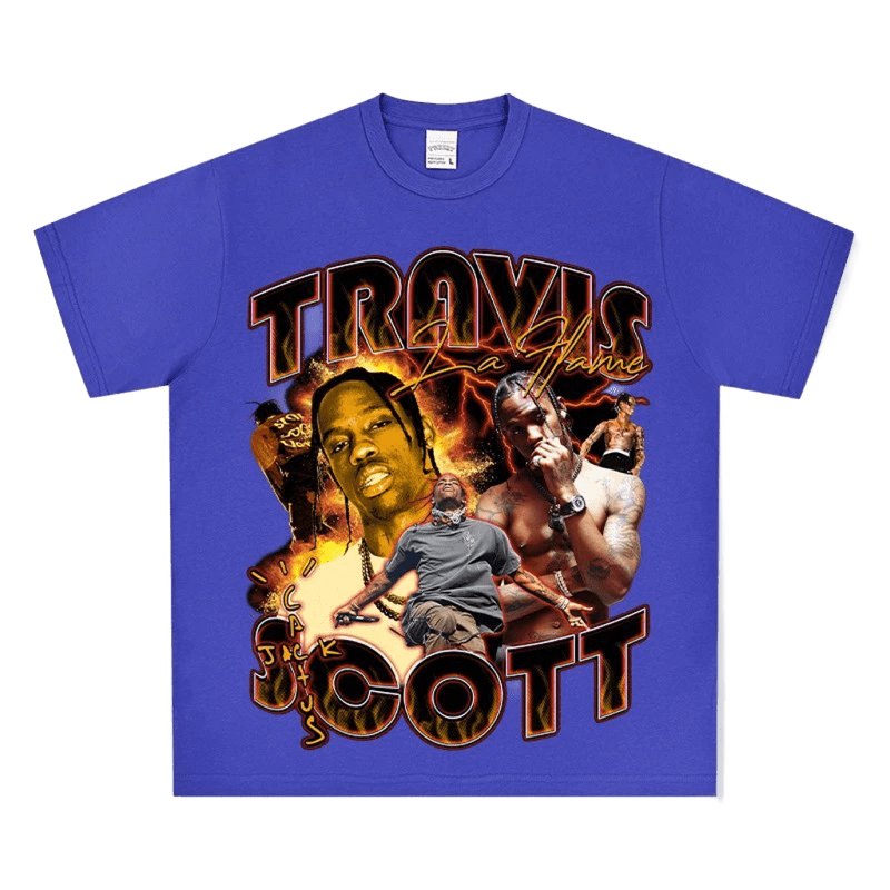 Travis Scott Flame Tee - Hip-Hop Unisex Cotton Shirt
