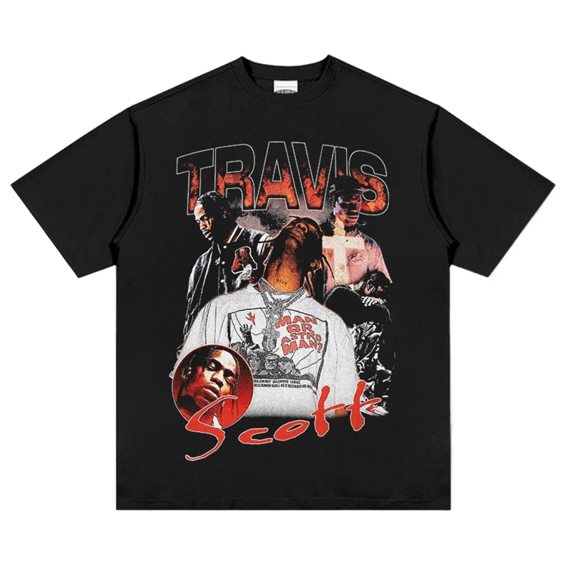 Travis Scott Graphic T-Shirt, Black Streetwear Tee Unisex
