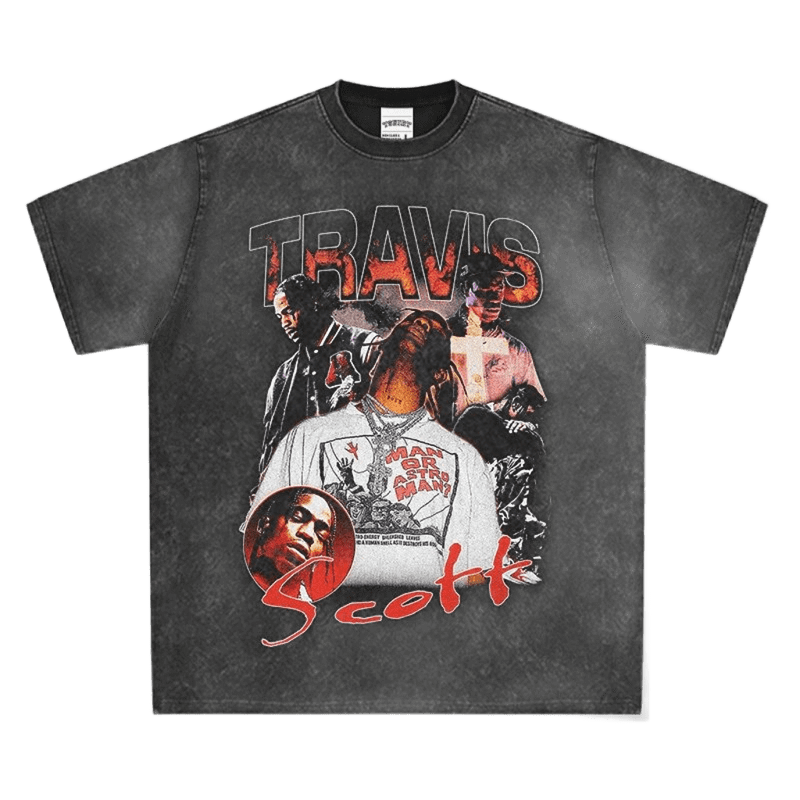 Travis Scott Graphic Vintage Black T-Shirt Streetwear