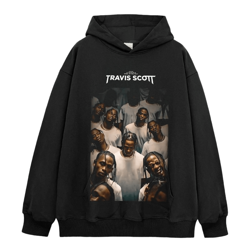 Travis Scott Hooded Cotton Sweatshirt - Unisex Black Streetwear