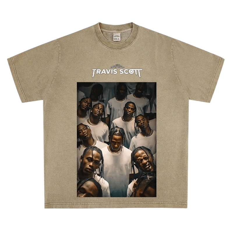 Travis Scott Print Unisex Cotton Tee, Loose Streetwear Style