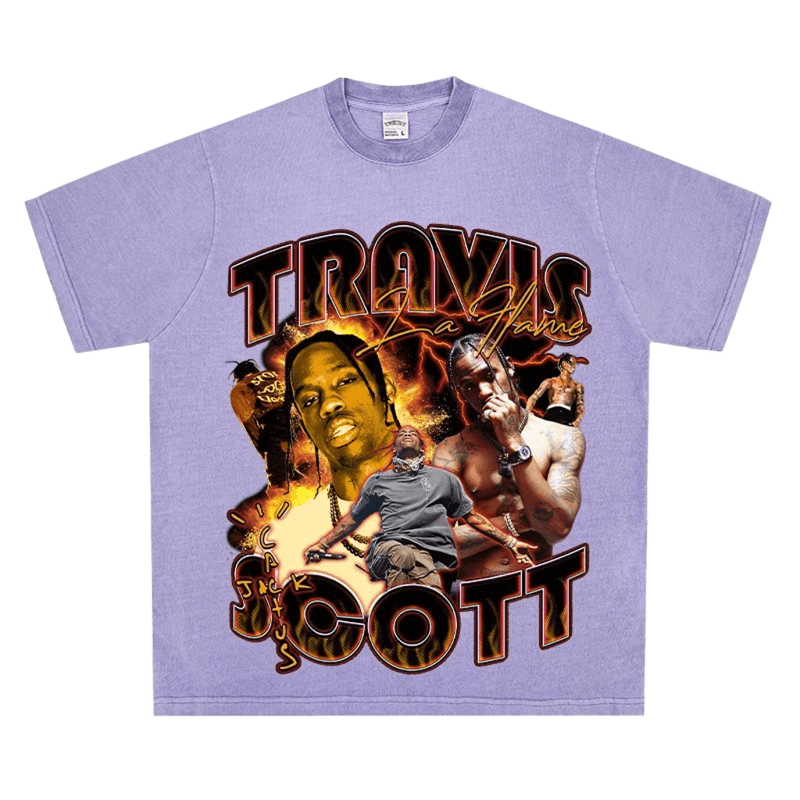 Travis Scott Purple Cotton T-Shirt, Unisex Streetwear, Breathable