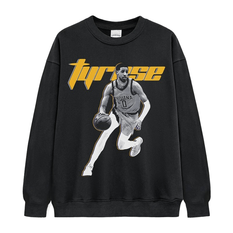 Tyrese Basketball Streetwear Crewneck - Unisex Black Cotton Sweatshirt