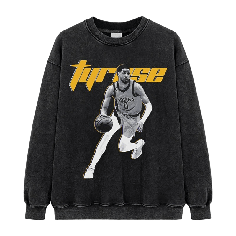 Tyrese Black Basketball Hoodie, Unisex Cotton Streetwear, Yellow Graphic Print.