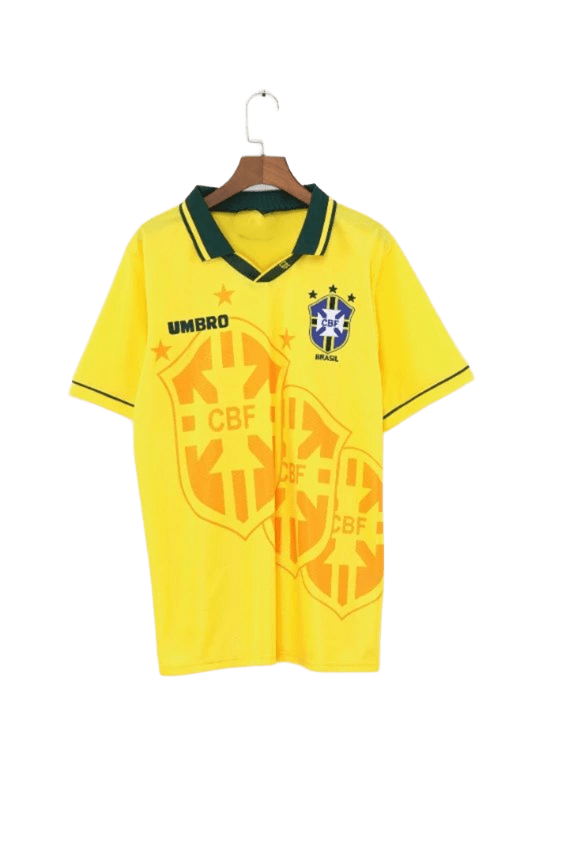 UMBRO Brazil Series Yellow Cotton Football Short Sleeve Jersey
