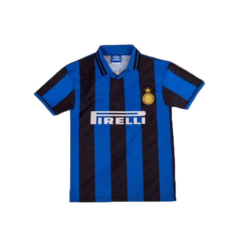 UMBRO Inter Breathable Blue Black Striped Short-Sleeve Jersey