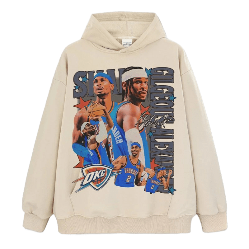Unisex Beige Basketball Hoodie - OKC Number 2 Streetwear