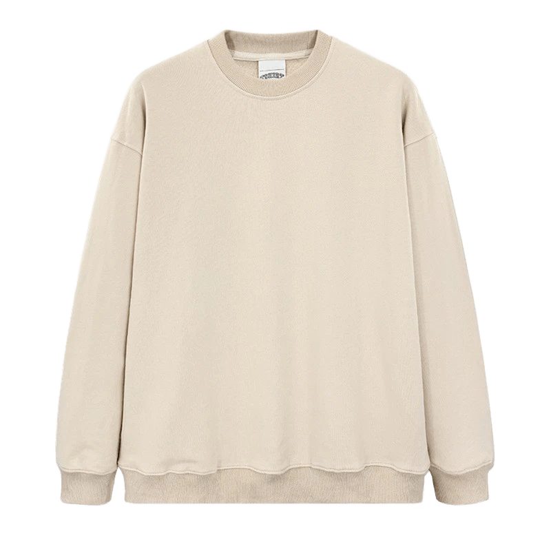 Unisex Beige Cotton Crewneck Sweatshirt - Soft Relaxed Fit