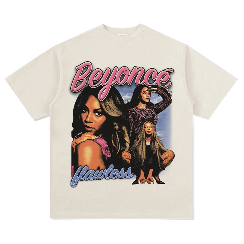 Unisex Beige Cotton T-Shirt with Beyoncé Graphic Print