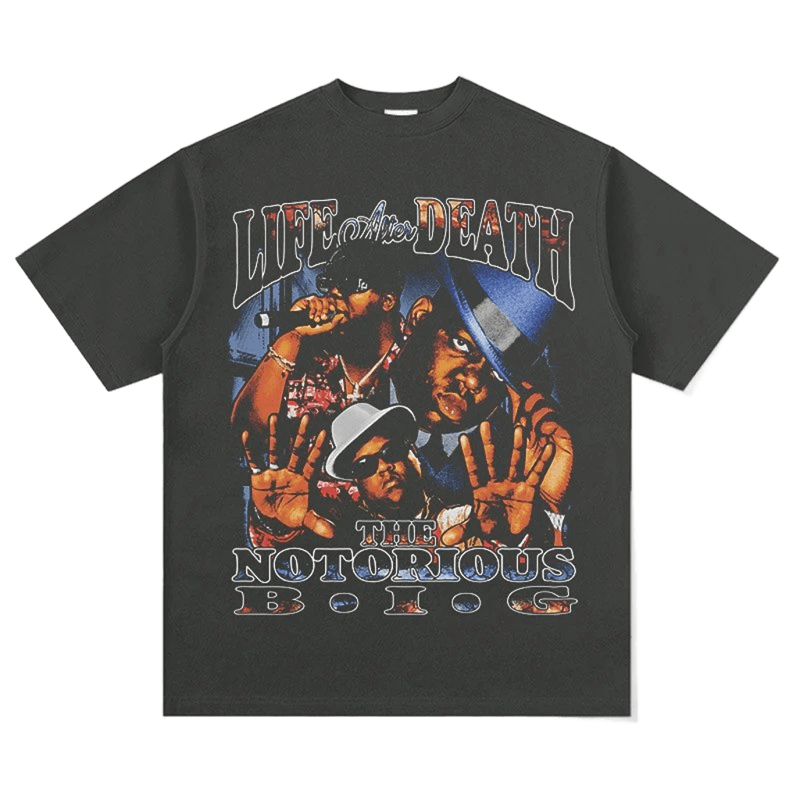Unisex Black Cotton Hip-Hop Graphic Tee - LIFE AFTER DEATH