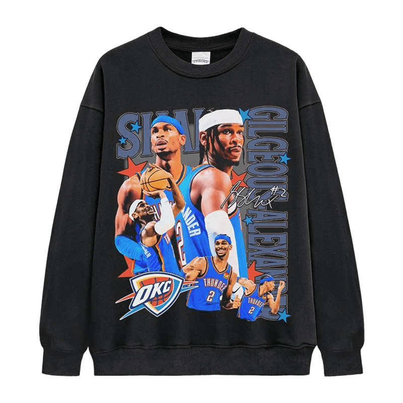 Unisex Black Cotton SGA Thunder Star Print Streetwear Hoodie