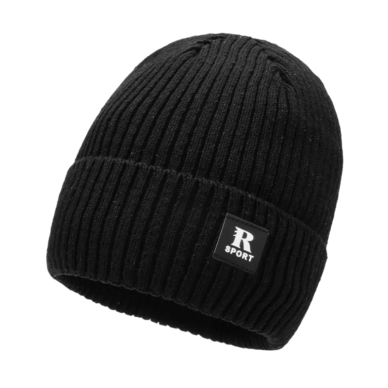 Unisex Black Ribbed Knit Beanie - Soft, Warm & Breathable