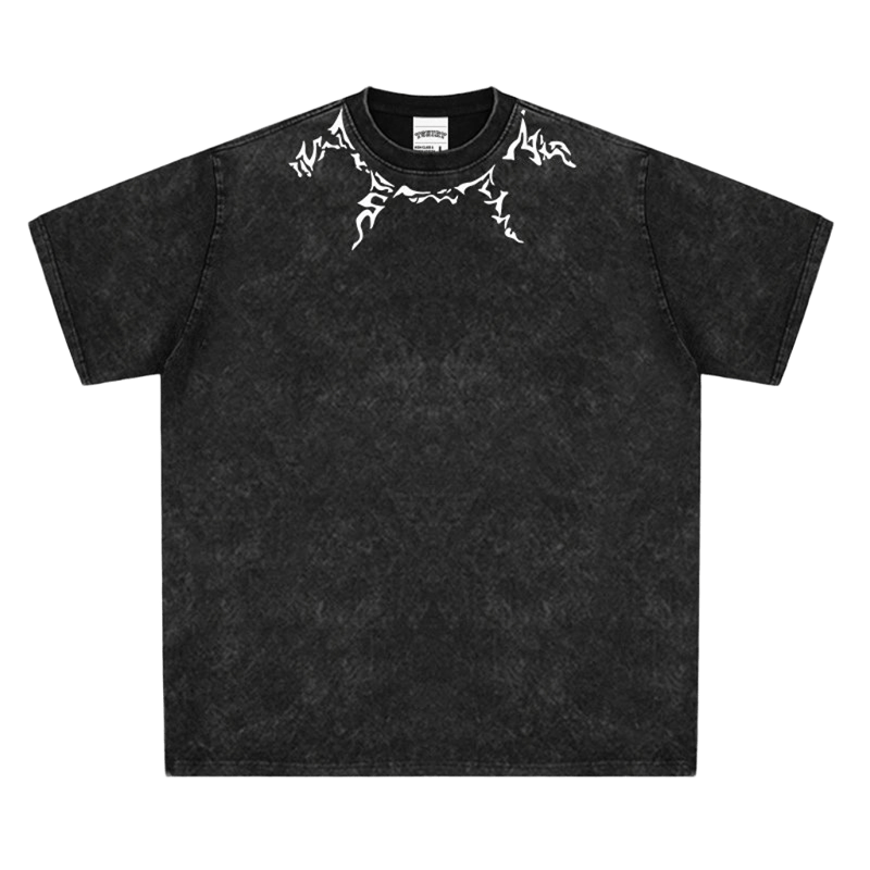 Unisex Black Washed Cotton Tee - White Totem Streetwear