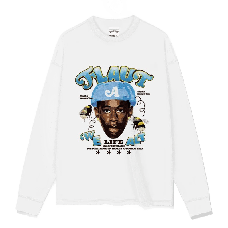 Unisex Cotton Graphic Tee: Flaut & We Life Alt Streetwear Long Sleeve