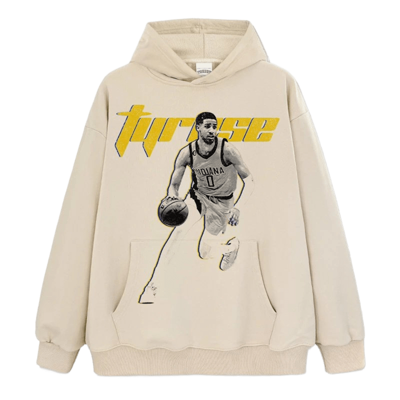 Unisex Cream Hoodie - Basketball Graphic Streetwear