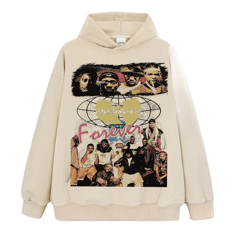 Unisex Cream Hoodie: Vintage Globe Print, Relaxed Fit