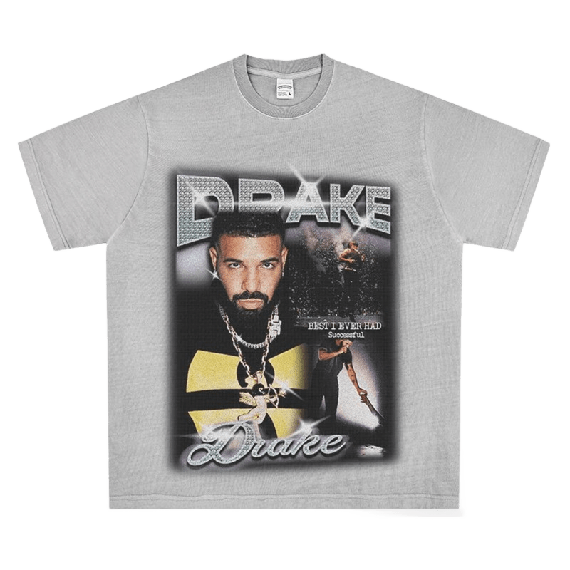 Unisex Gray Cotton Drake Graphic Tee - 