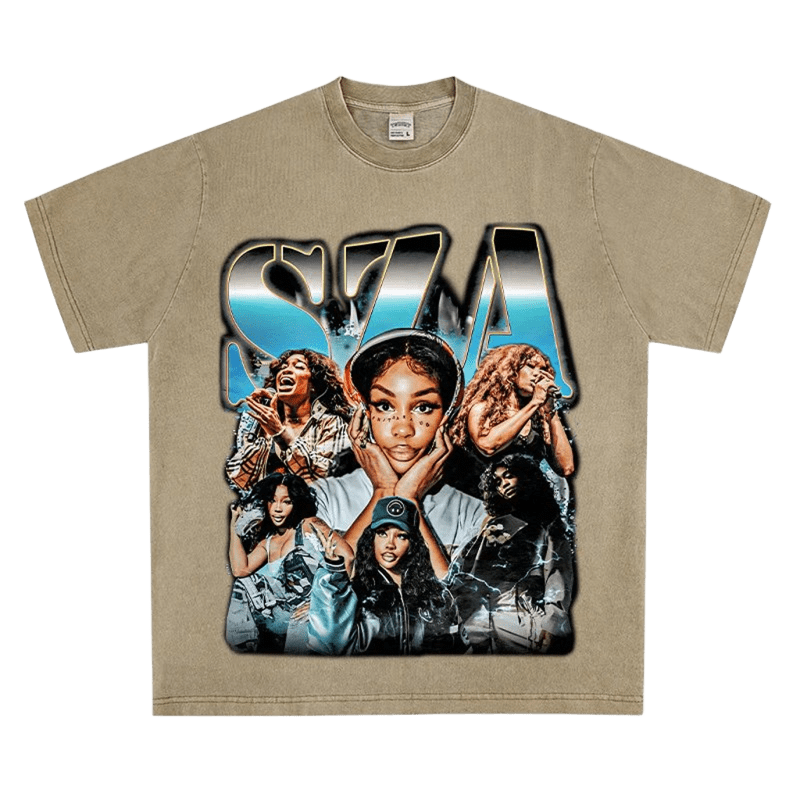 Unisex Khaki Cotton Tee: SZA Graphic Streetwear