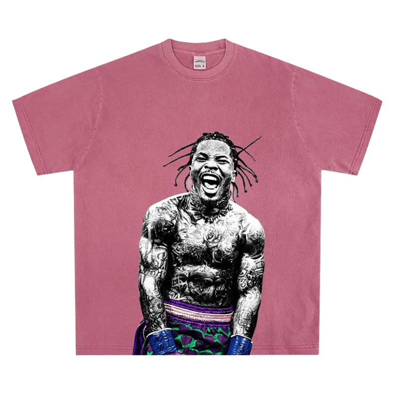 Unisex Pink Loose T-Shirt Tribal Print Streetwear Cotton Tee