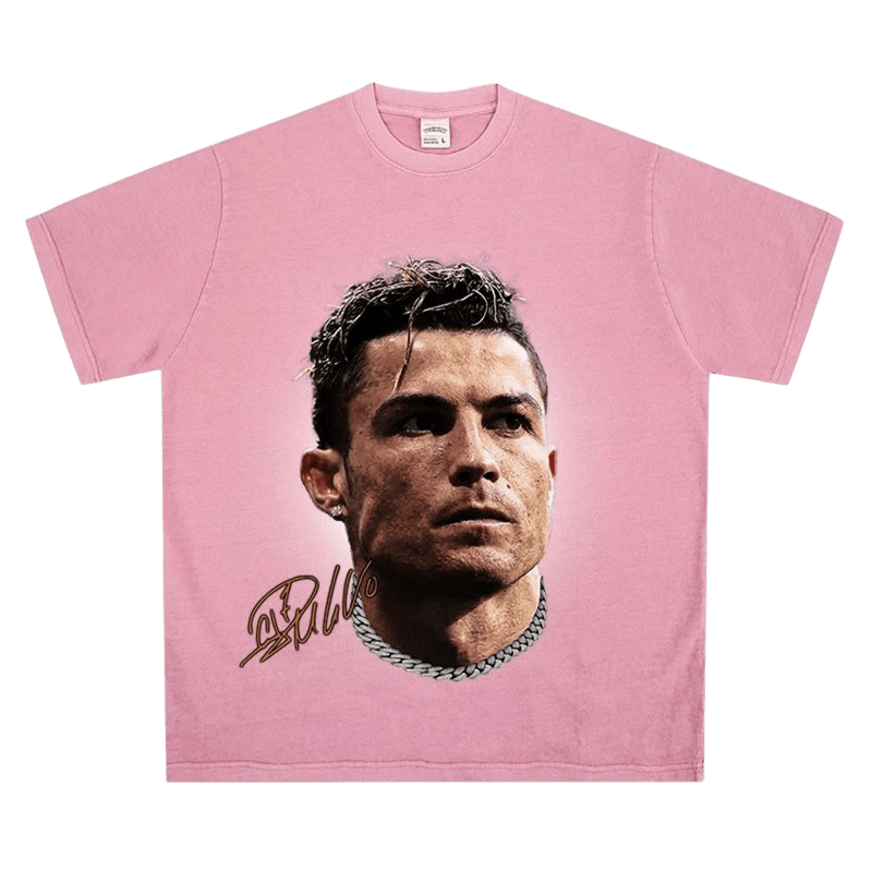 Unisex Pink Loose T-Shirt with Graphic Print & Chain Design