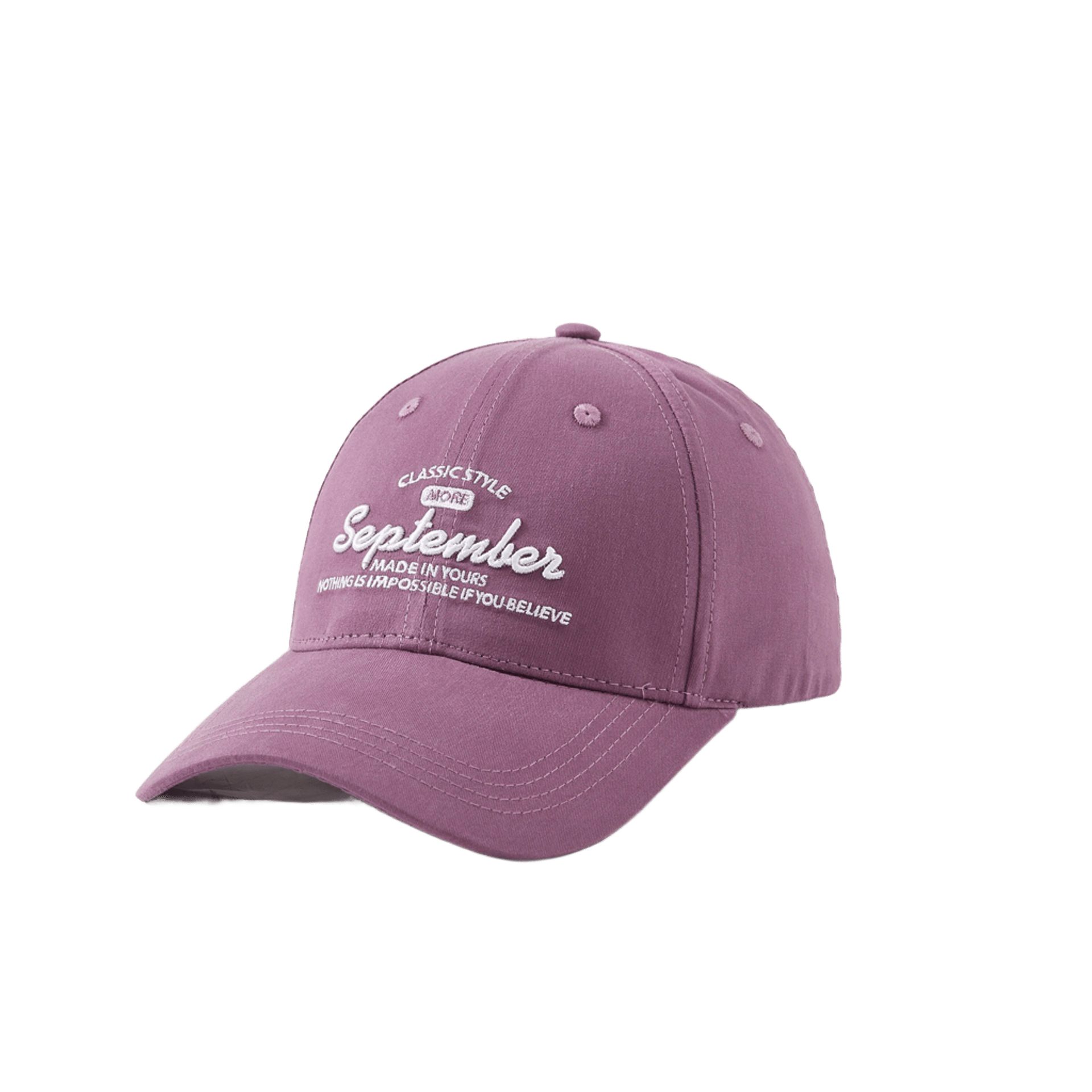 Unisex Purple Cotton Embroidered Baseball Cap - September
