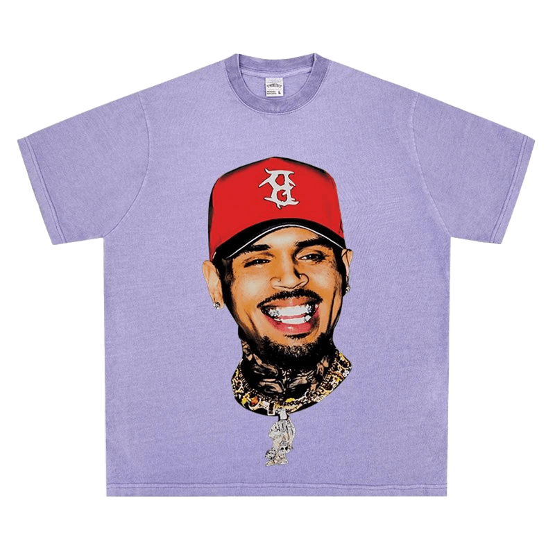 Unisex Purple Cotton Streetwear Tee - Graphic Print Loose Fit