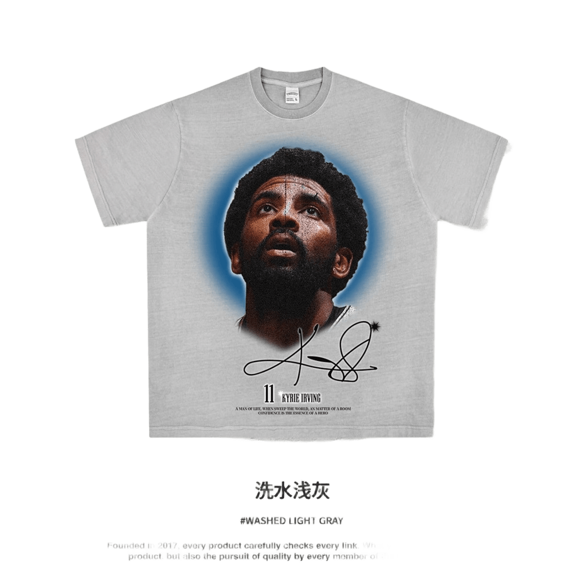 Unisex Washed Grey Tee - Graphic Print Streetwear Cotton Shirt