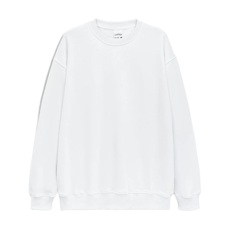Unisex White Cotton Crewneck Sweatshirt - Relaxed Fit