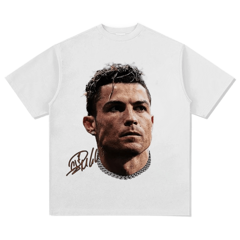 Unisex White Cotton T-Shirt with Signature Print & Chain Design