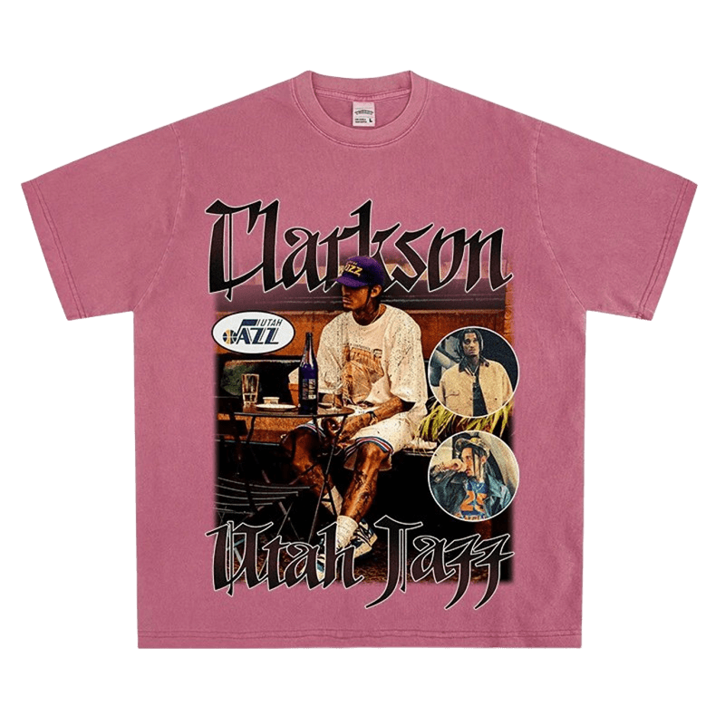 Utah Jazz Clarkson Vintage Tee: Pink Unisex Street Top