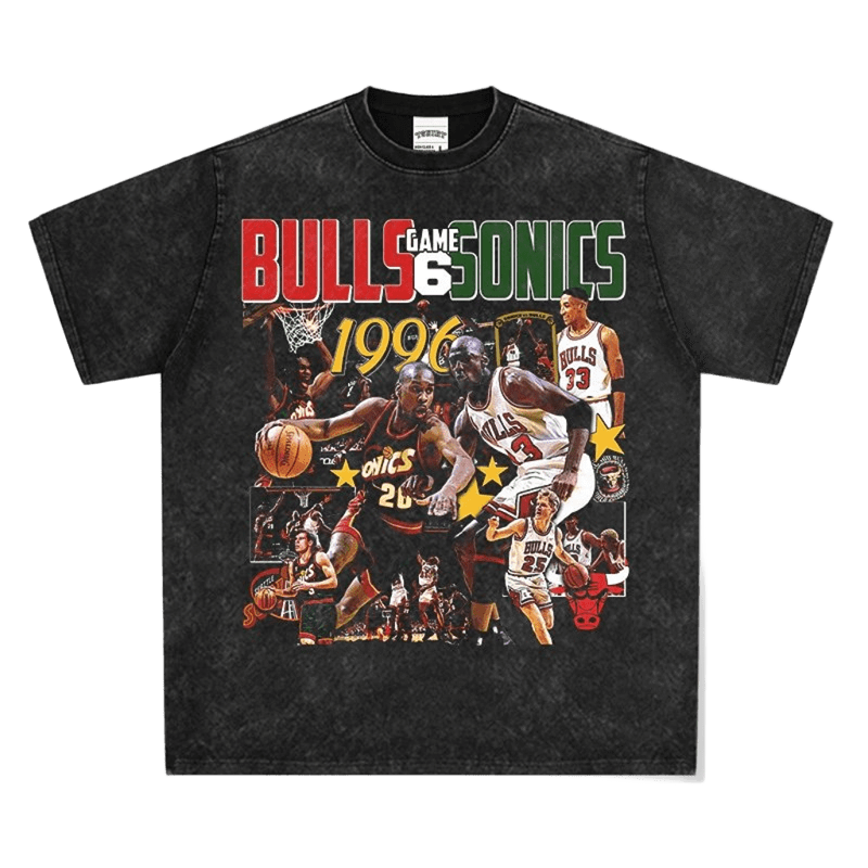 Vintage 1996 Bulls Sonics Distressed Graphic Tee