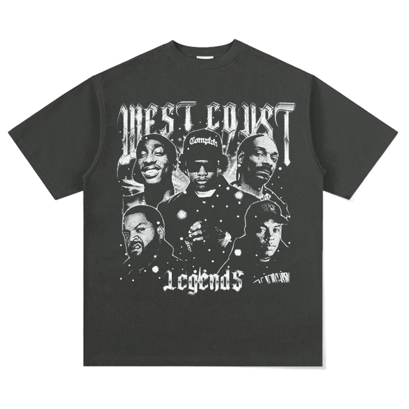 Vintage 90s Hip-Hop T-Shirt - West Coast Legend Print Cotton Tee