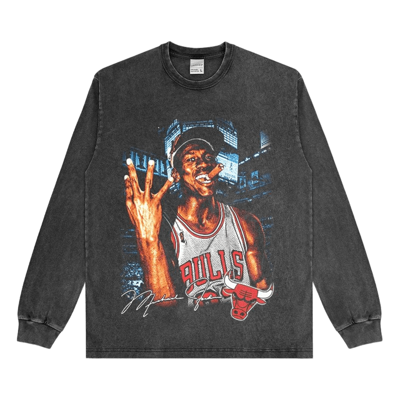 Vintage 90s Sports Long Sleeve T-Shirt - Unisex Black