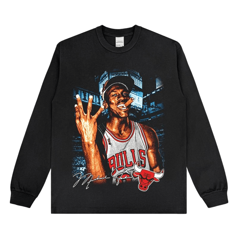 Vintage Basketball Print Long Sleeve T-Shirt - Unisex Cotton Tee