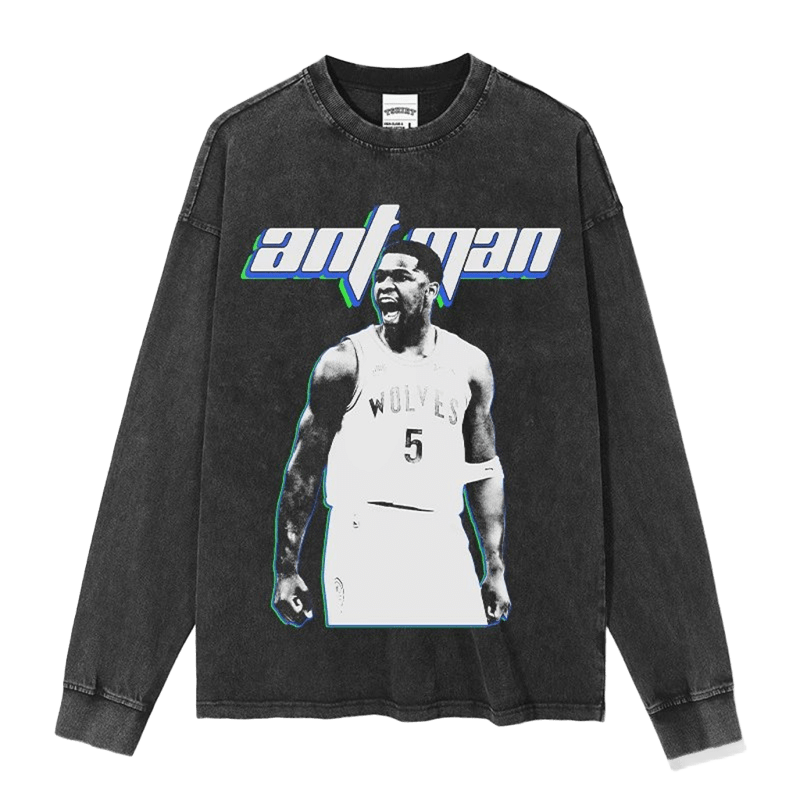 Vintage Basketball Print Long Sleeve Tee - Unisex Cotton Streetwear