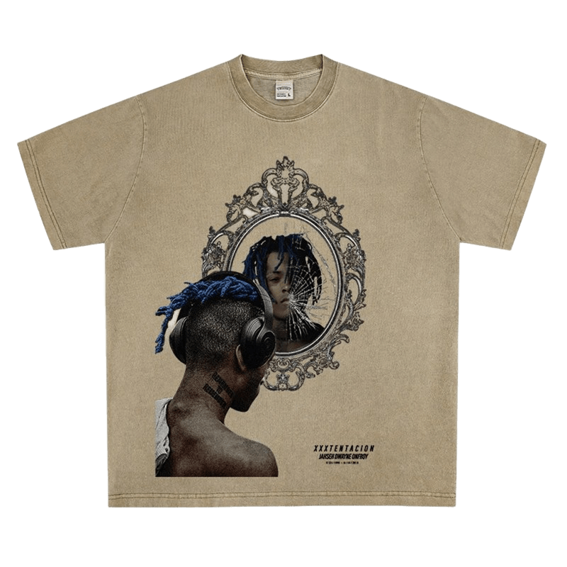 Vintage Beige Cotton Tee - XXXTENTACION Retro Print Streetwear