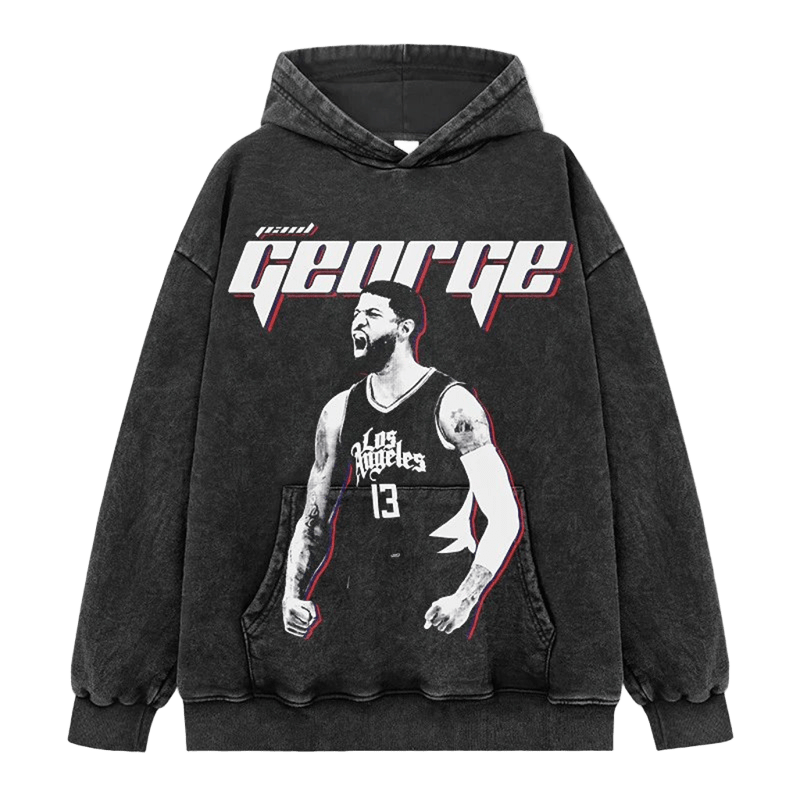 Vintage Black Basketball Hoodie Cotton Unisex George No.13