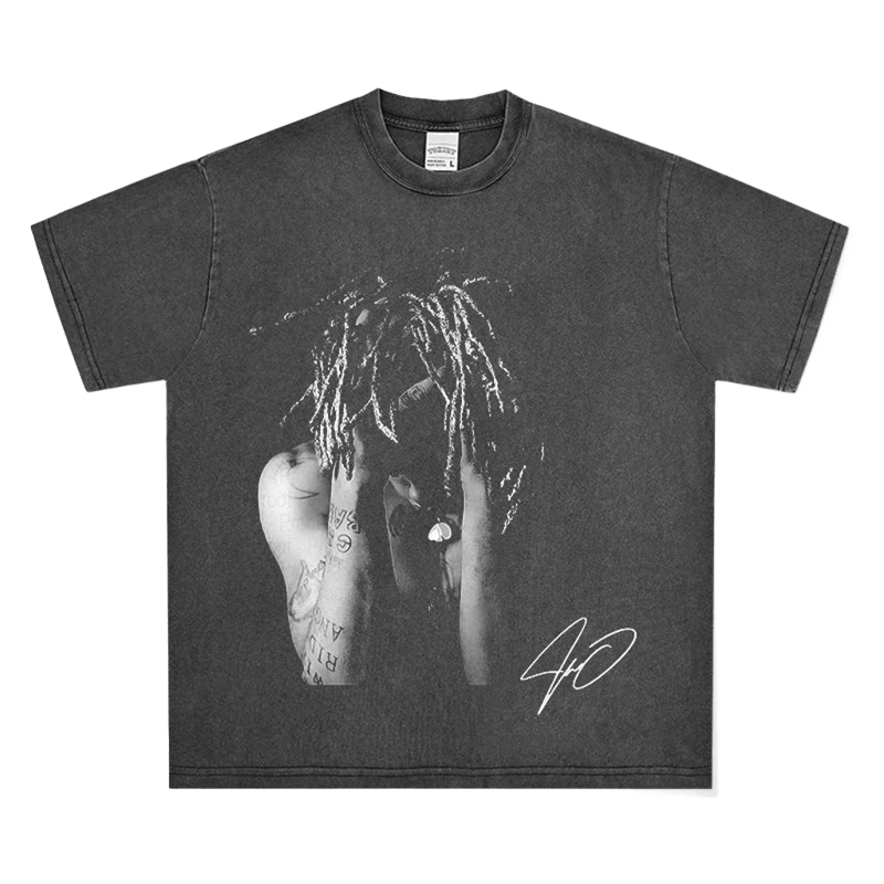 Vintage Black Cotton Tee - Unisex Streetwear with Print