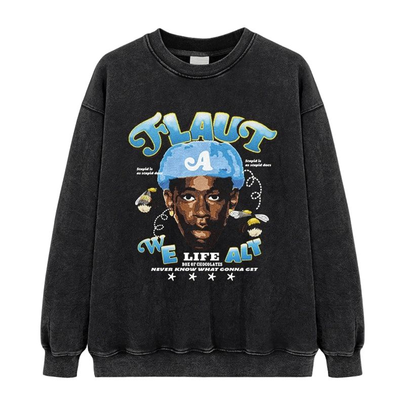 Vintage Black Hoodie Cotton Unisex Portrait Bee Streetwear