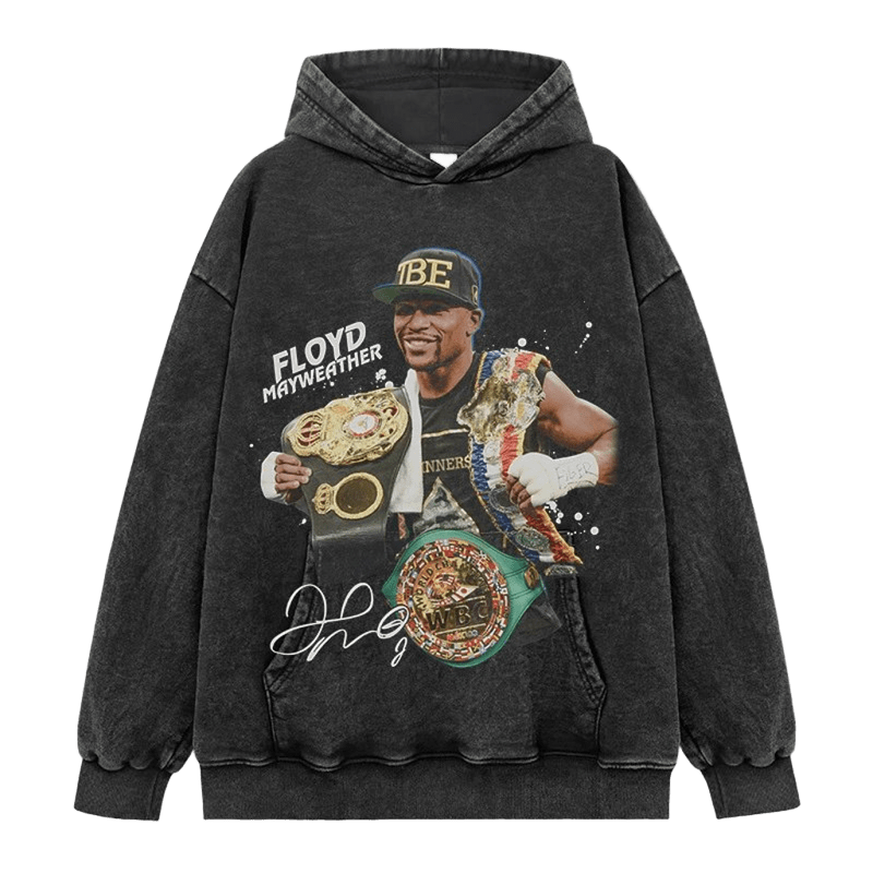 Vintage Black Hoodie Floyd Mayweather Cotton Unisex Streetwear